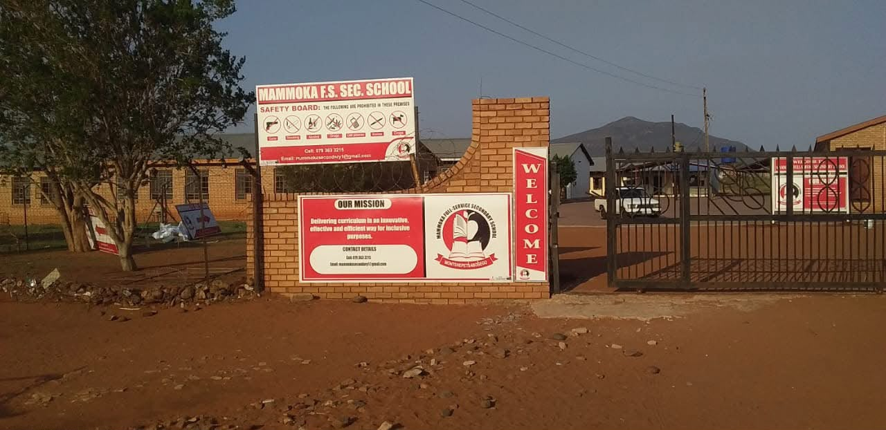 Mammoka Full Service Secondary School gate branding, mission board and safety board